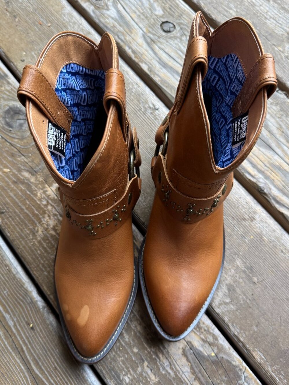 Dingo Silverada Cognac Round Toe Western Booties in Women's 8M